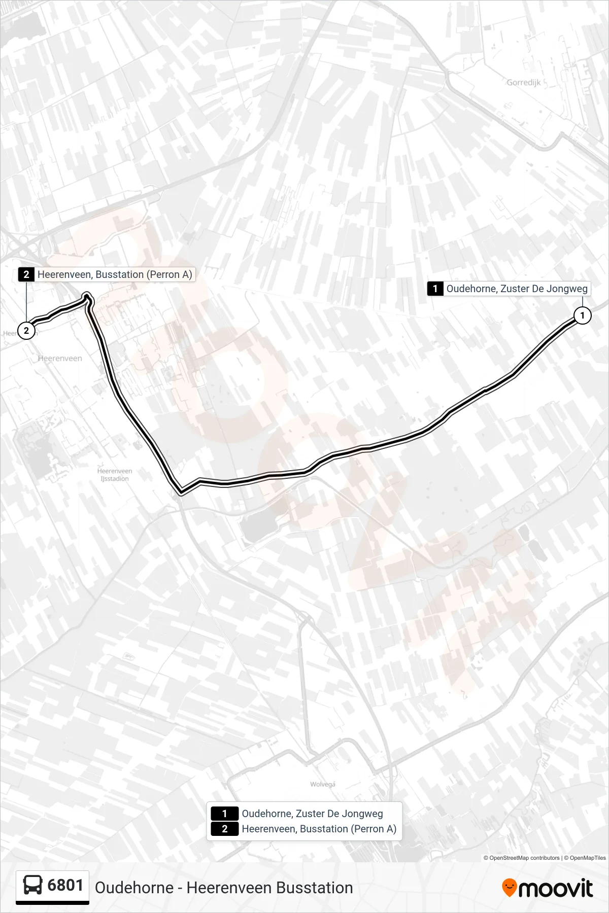 Lijn 6801 (bus, Heerenveen): route en haltes op de kaart