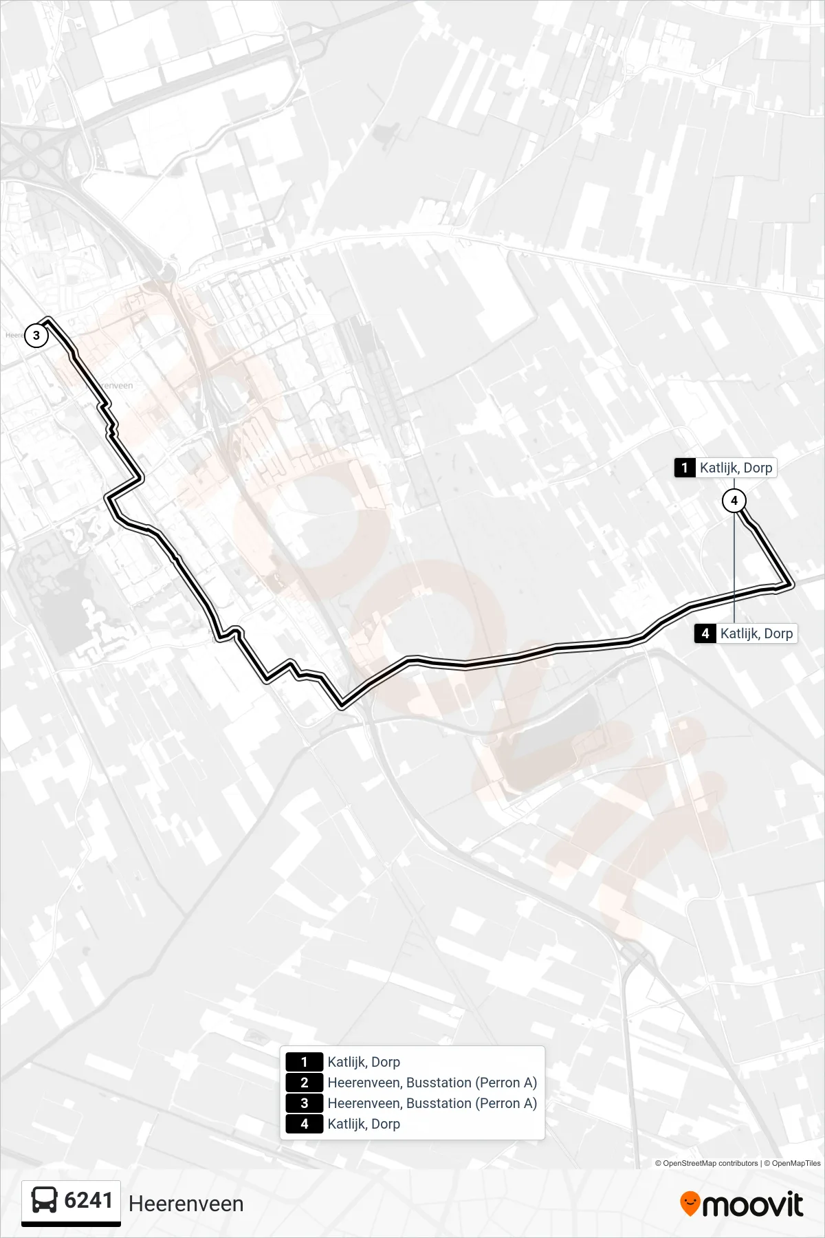 Lijn 6241 (bus, Heerenveen): route en haltes op de kaart