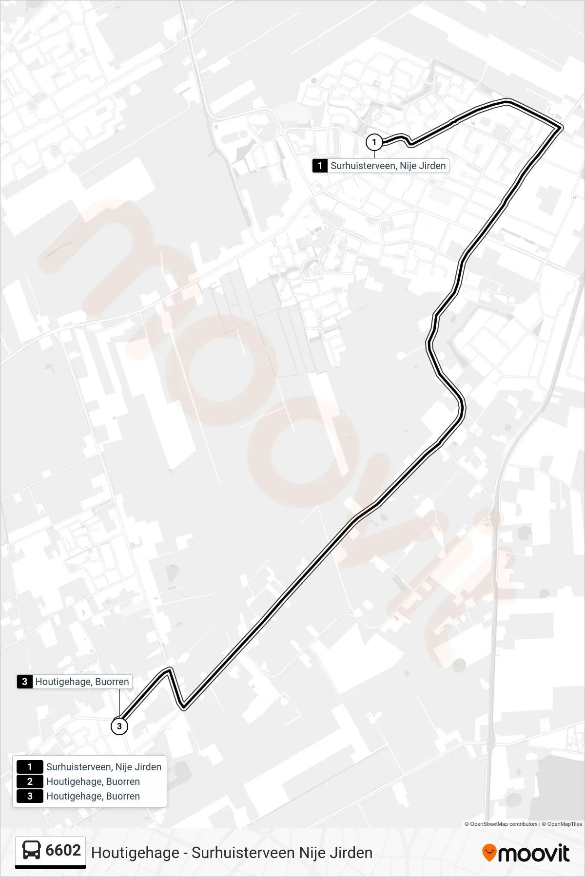 Lijn 6602 (bus, Houtigehage): route en haltes op de kaart