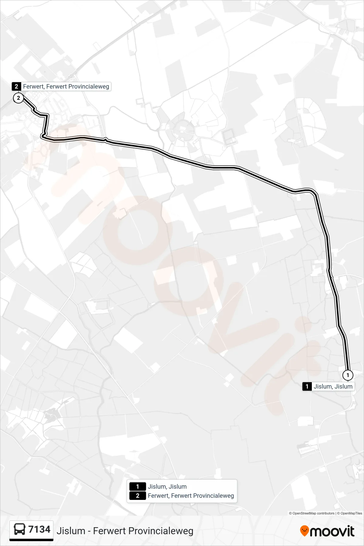 Lijn 7134 (bus, Ferwert): route en haltes op de kaart