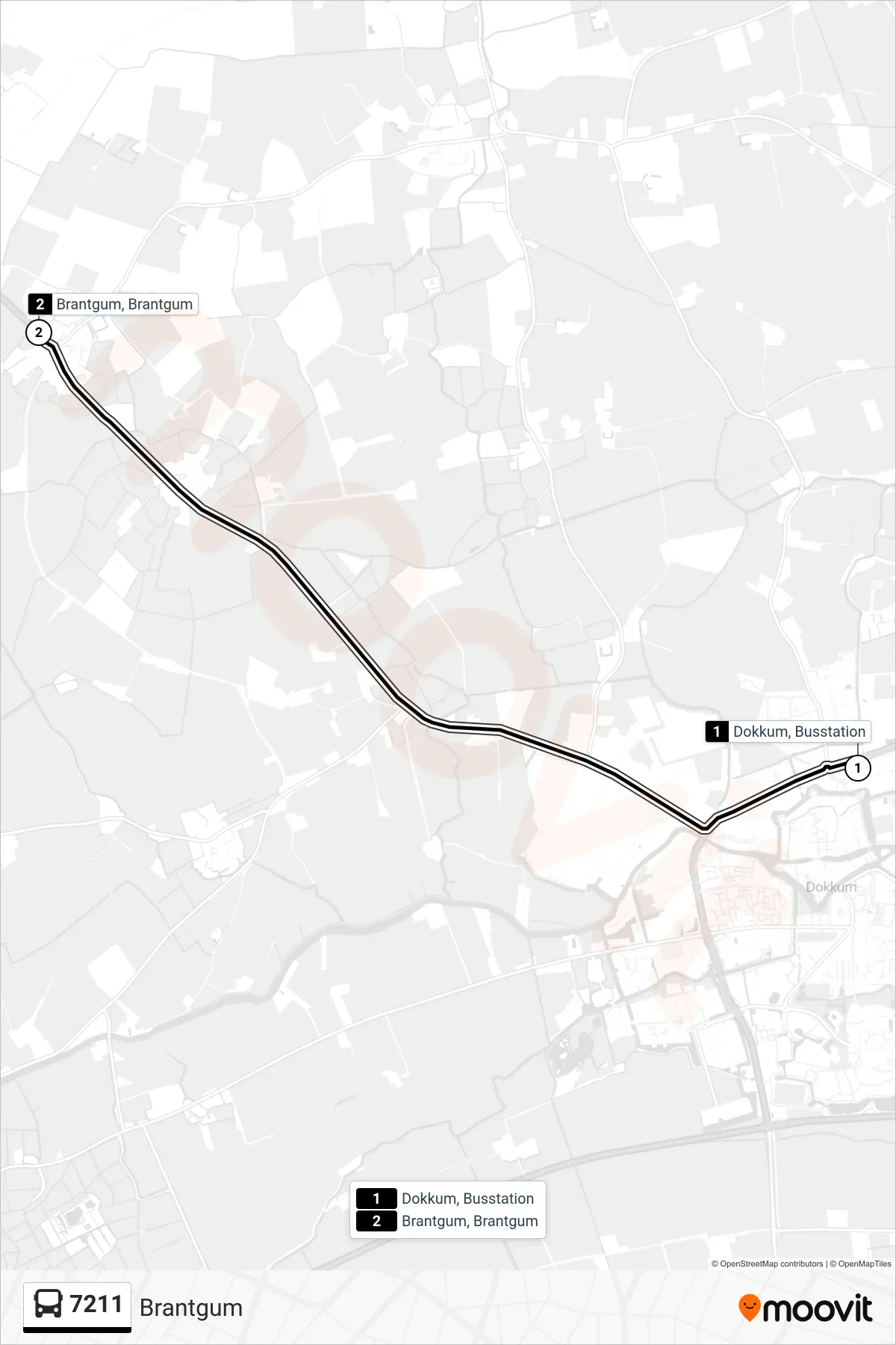 Lijn 7211 (bus, Brantgum): route en haltes op de kaart
