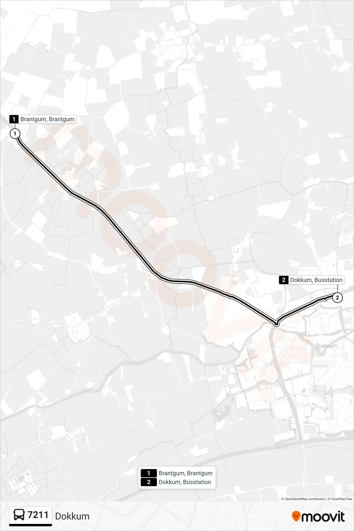 Lijn 7211 (bus, Dokkum): route en haltes op de kaart