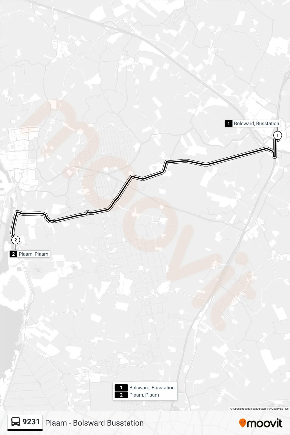 Lijn 9231 (bus, Piaam): route en haltes op de kaart