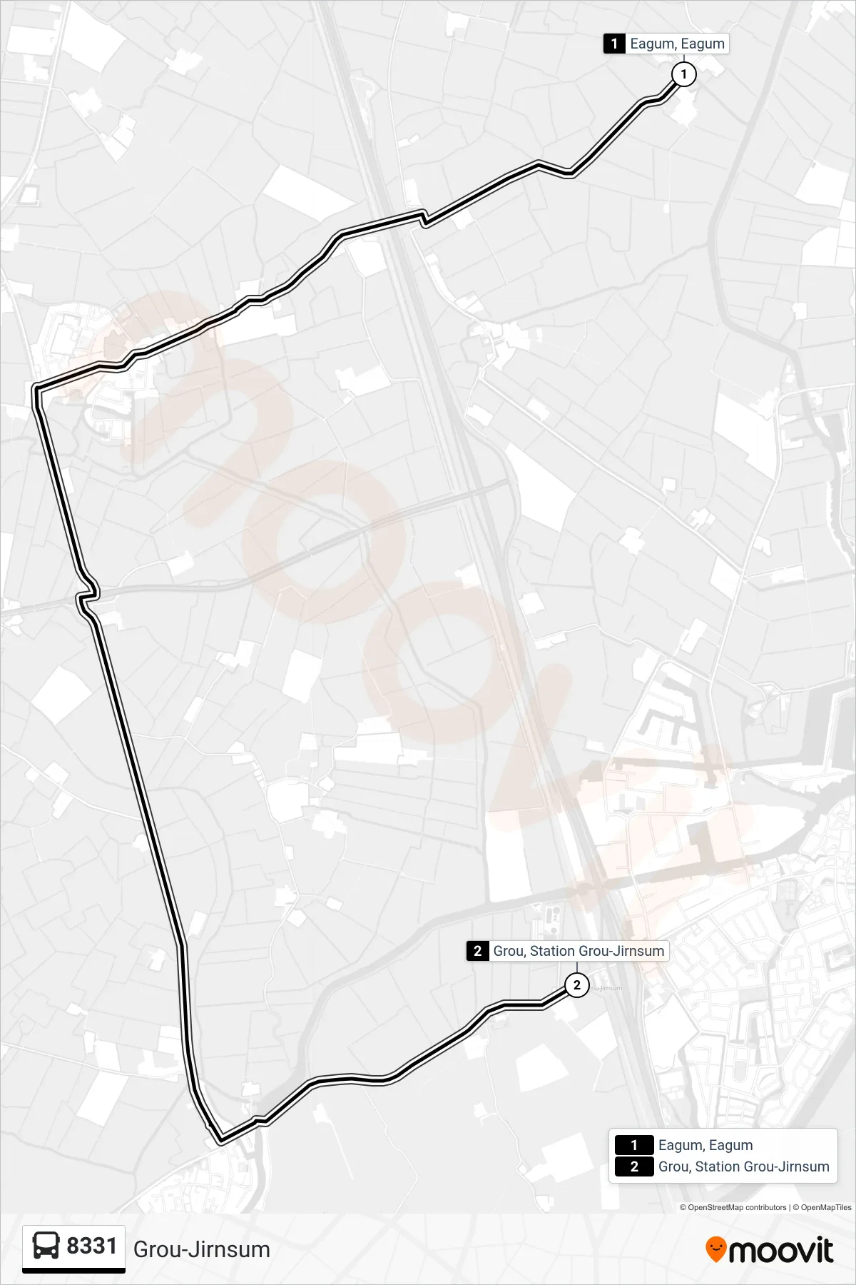 Lijn 8331 (bus, Grou-Jirnsum): route en haltes op de kaart