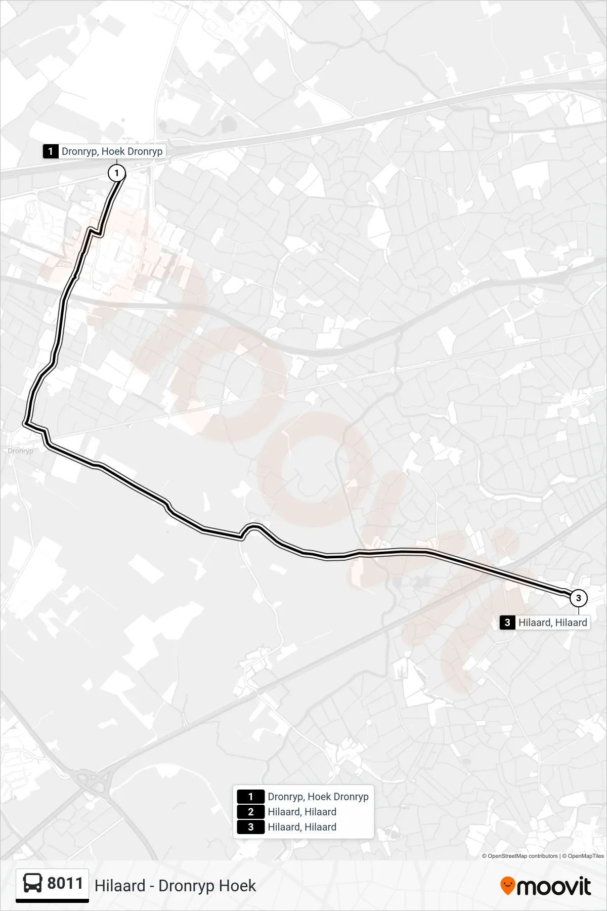 8011 bus Line (Hilaard) route and stops on a map