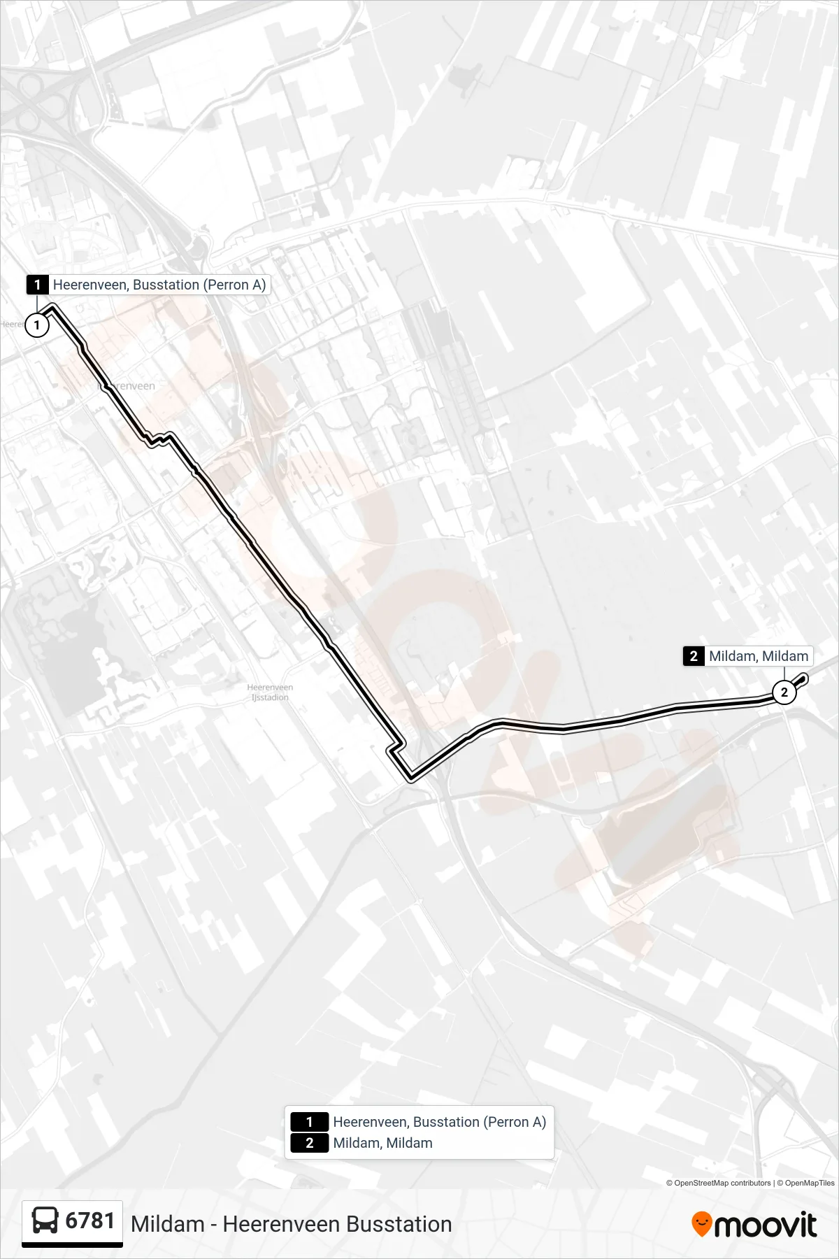 Lijn 6781 (bus, Mildam): route en haltes op de kaart
