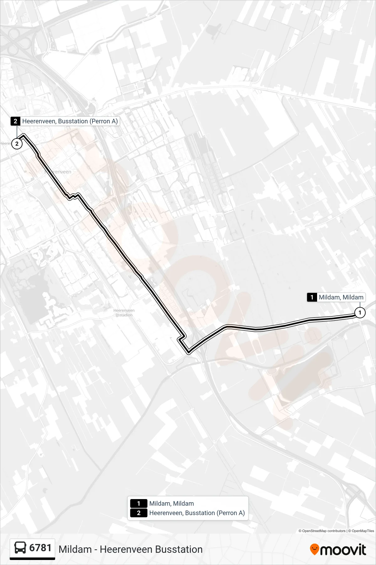 Lijn 6781 (bus, Heerenveen): route en haltes op de kaart