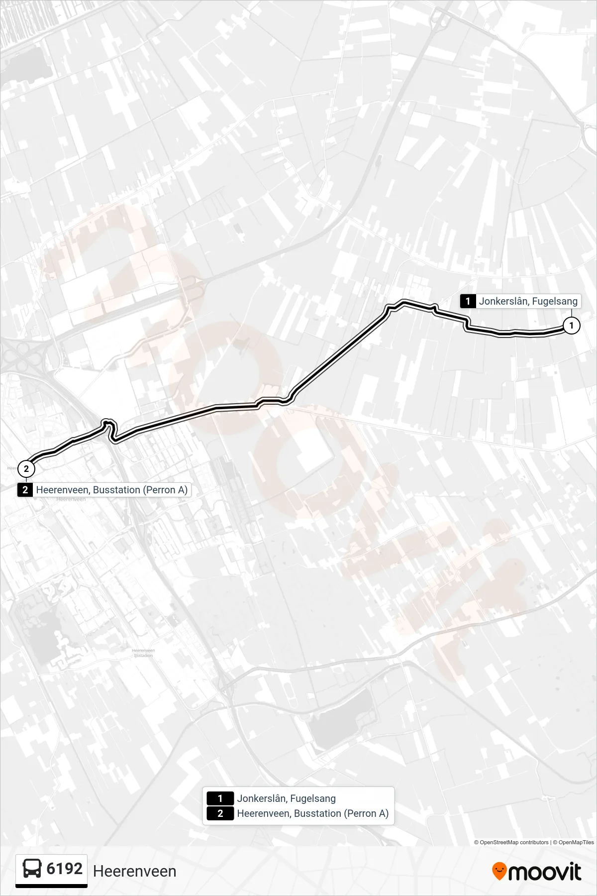 Lijn 6192 (bus, Heerenveen): route en haltes op de kaart