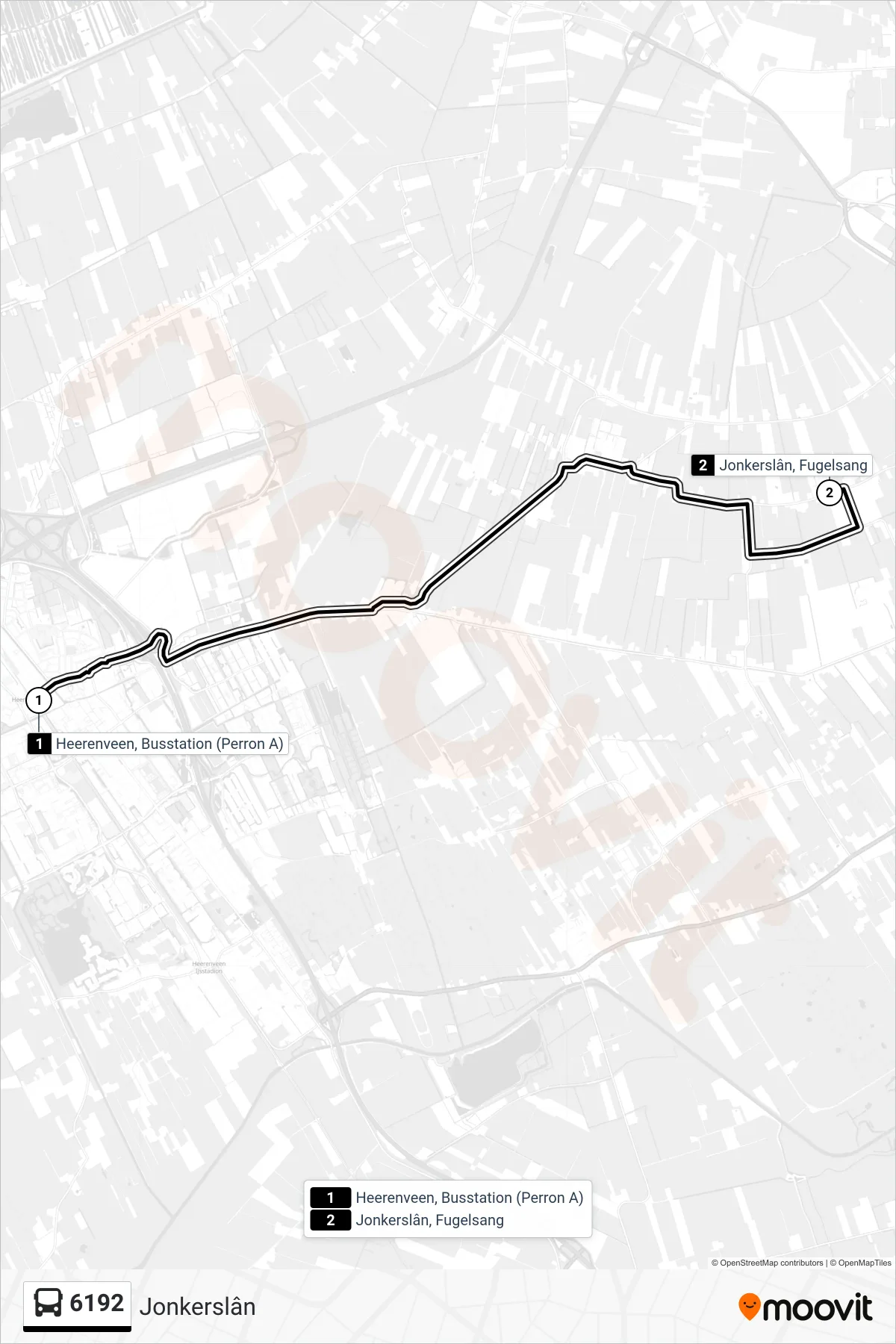 Lijn 6192 (bus, Jonkerslân): route en haltes op de kaart
