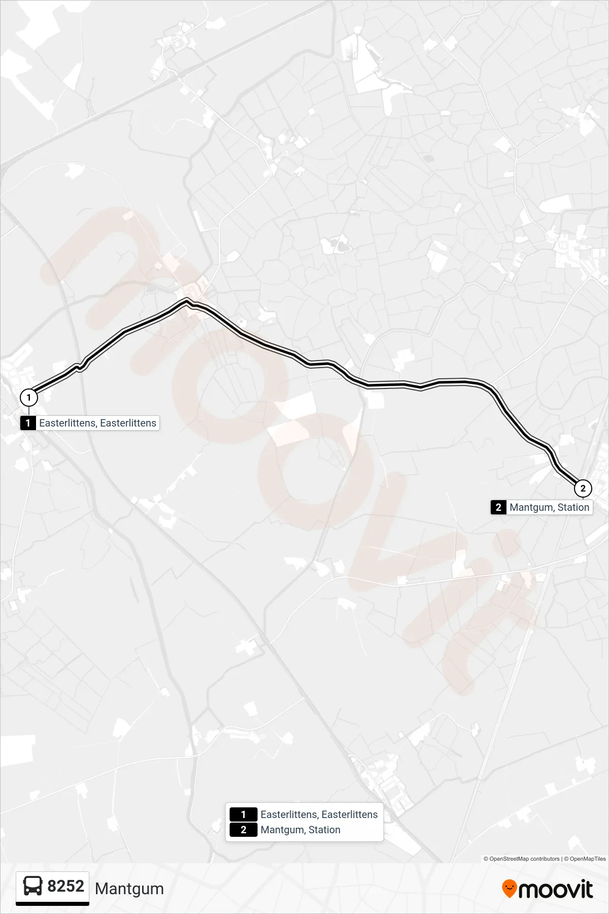 Lijn 8252 (bus, Mantgum): route en haltes op de kaart