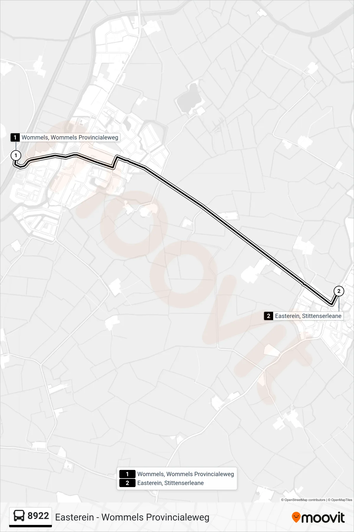 Lijn 8922 (bus, Easterein): route en haltes op de kaart