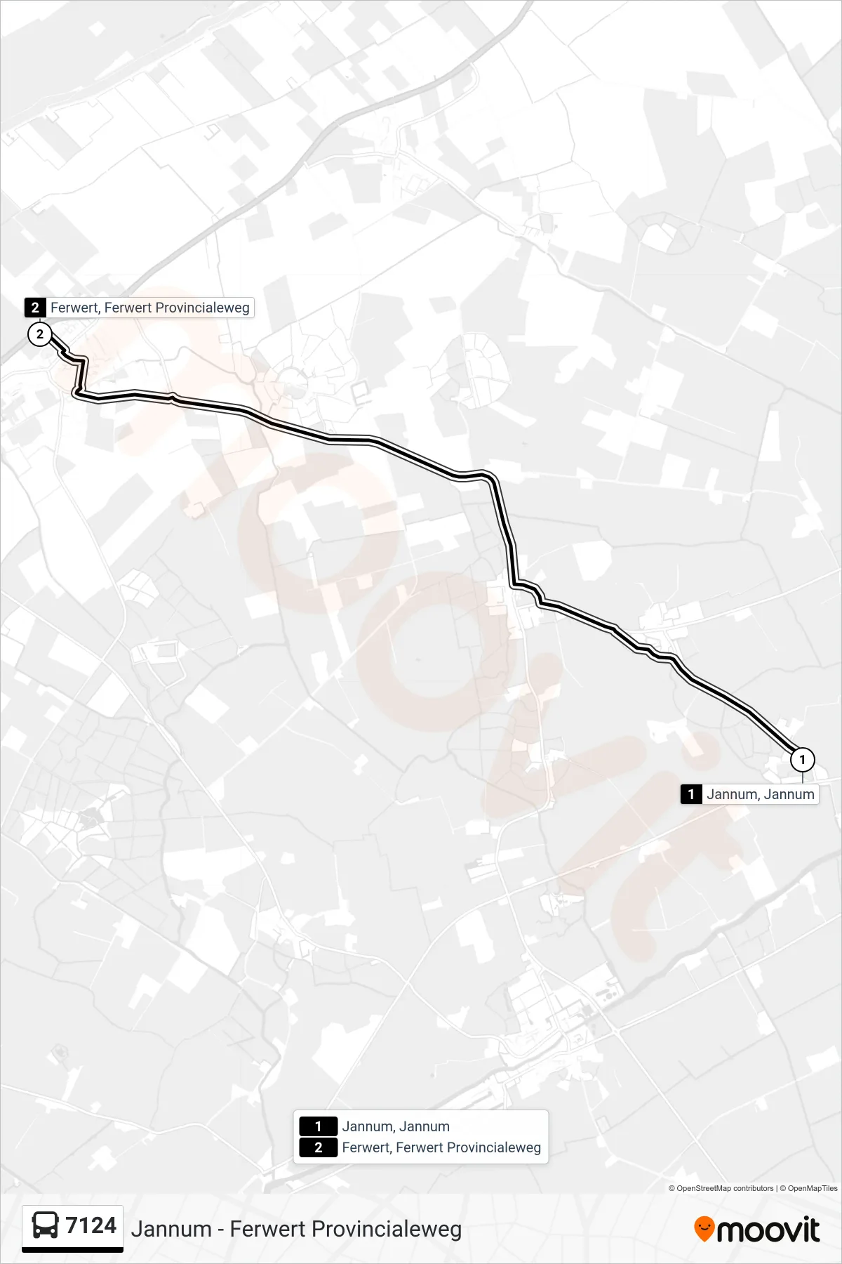 7124 bus Line (Ferwert) route and stops on a map