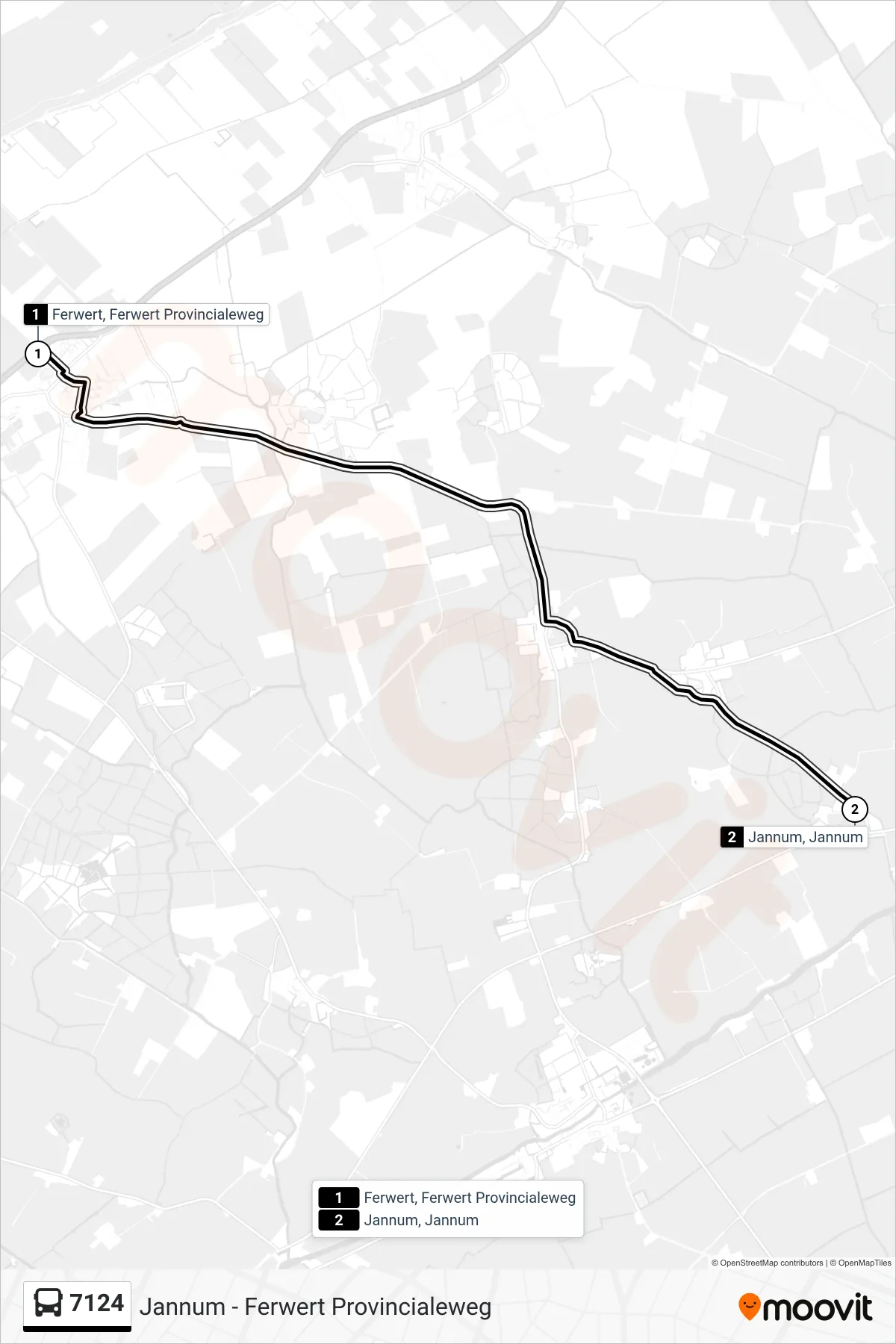 Lijn 7124 (bus, Jannum): route en haltes op de kaart