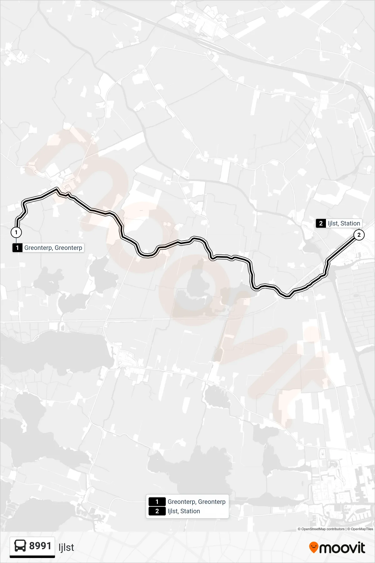 Lijn 8991 (bus, Ijlst): route en haltes op de kaart