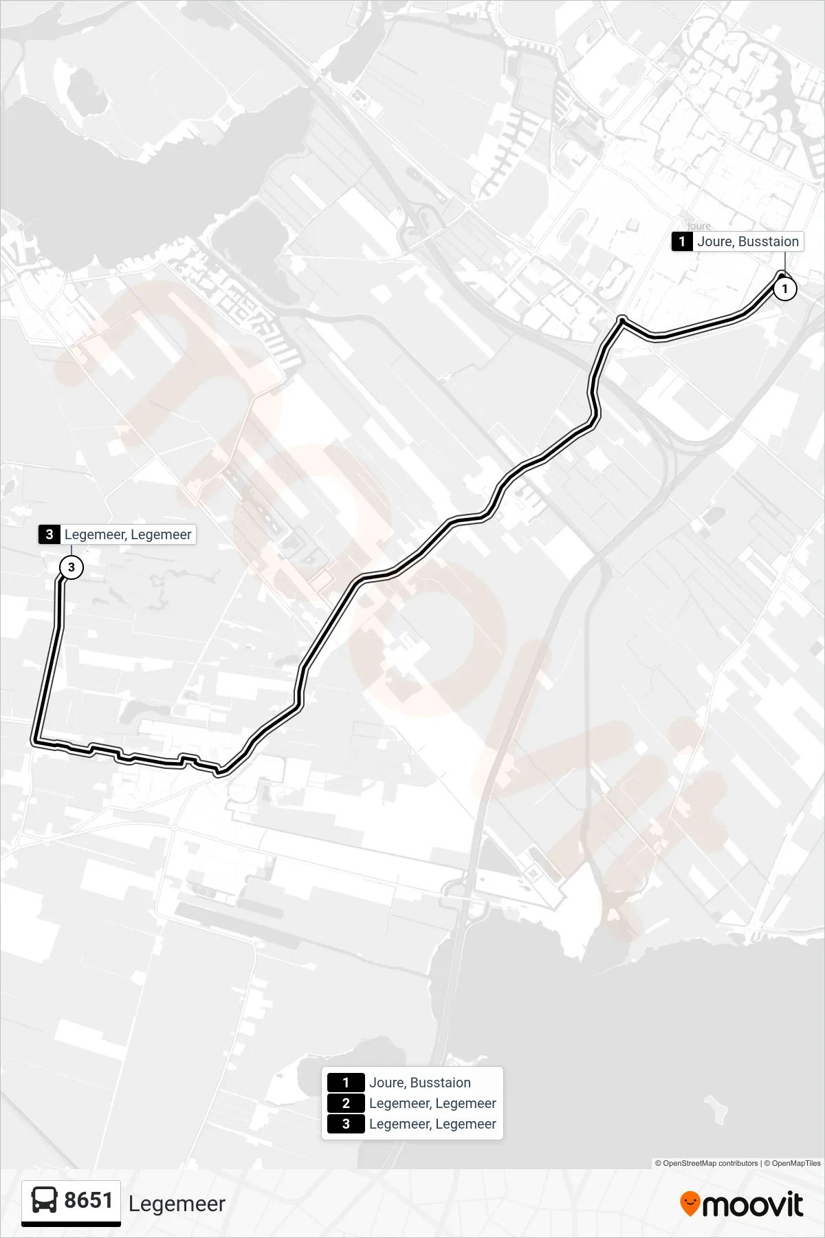 Lijn 8651 (bus, Legemeer): route en haltes op de kaart