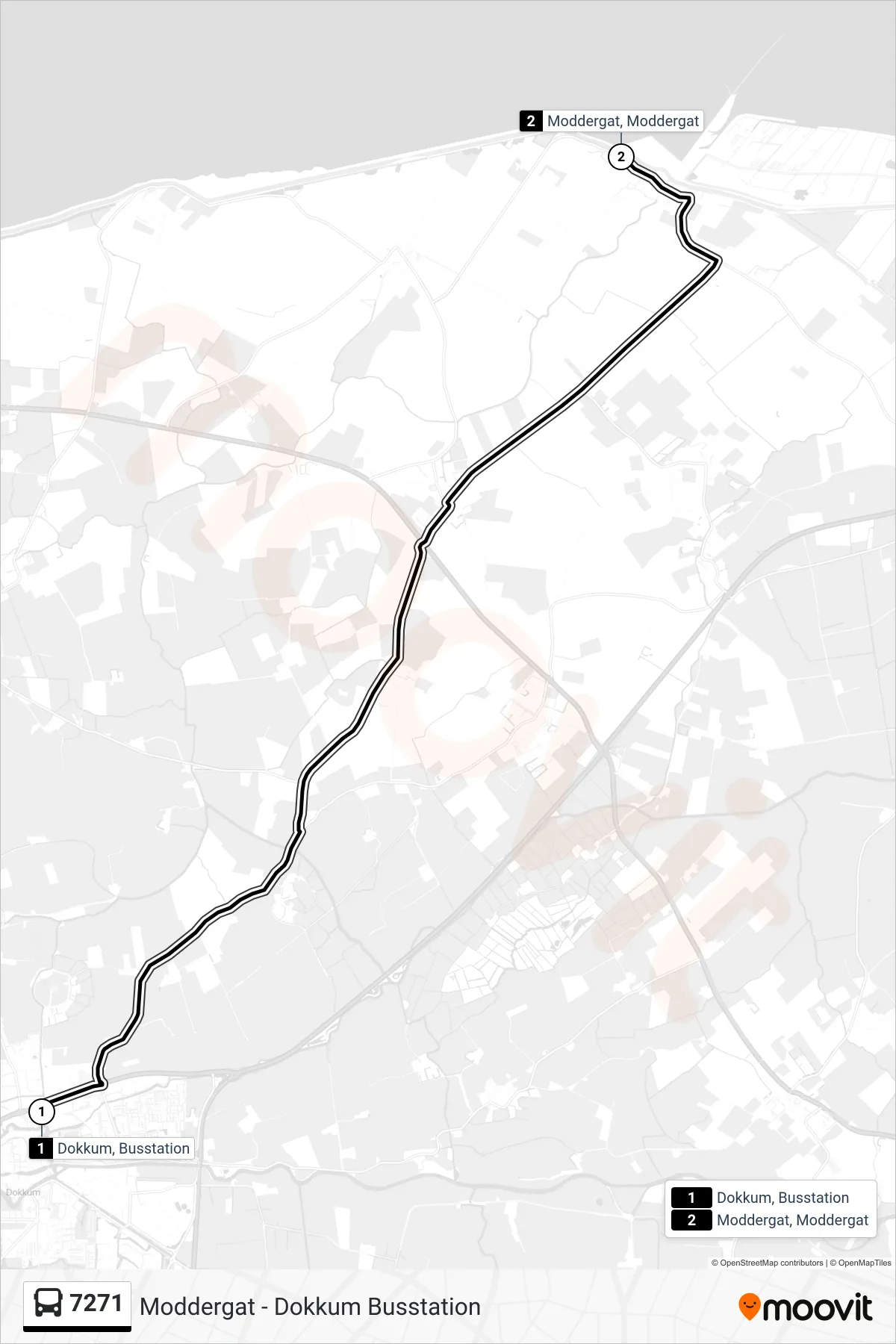 Lijn 7271 (bus, Moddergat): route en haltes op de kaart