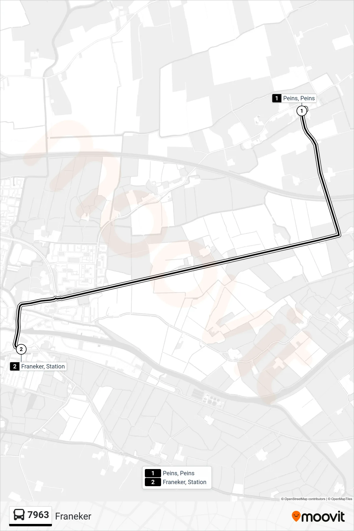 Lijn 7963 (bus, Franeker): route en haltes op de kaart