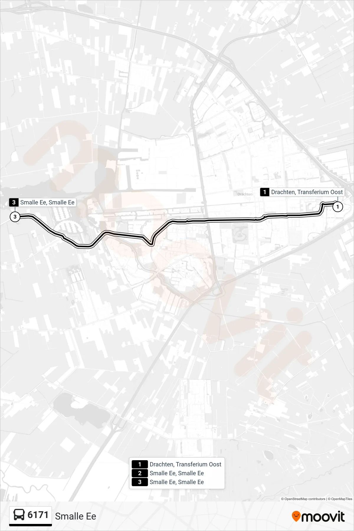 Lijn 6171 (bus, Smalle Ee): route en haltes op de kaart