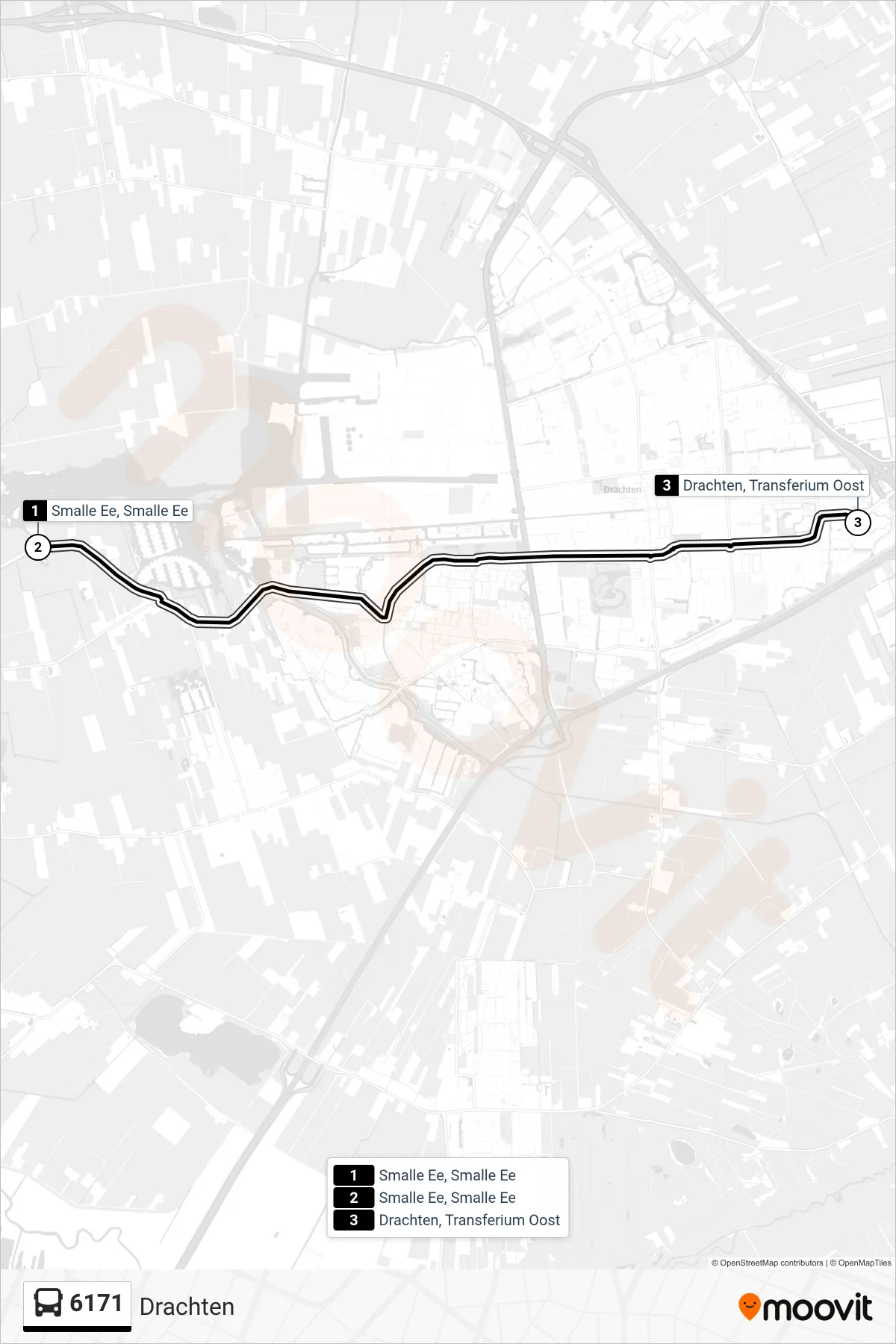 Lijn 6171 (bus, Drachten): route en haltes op de kaart