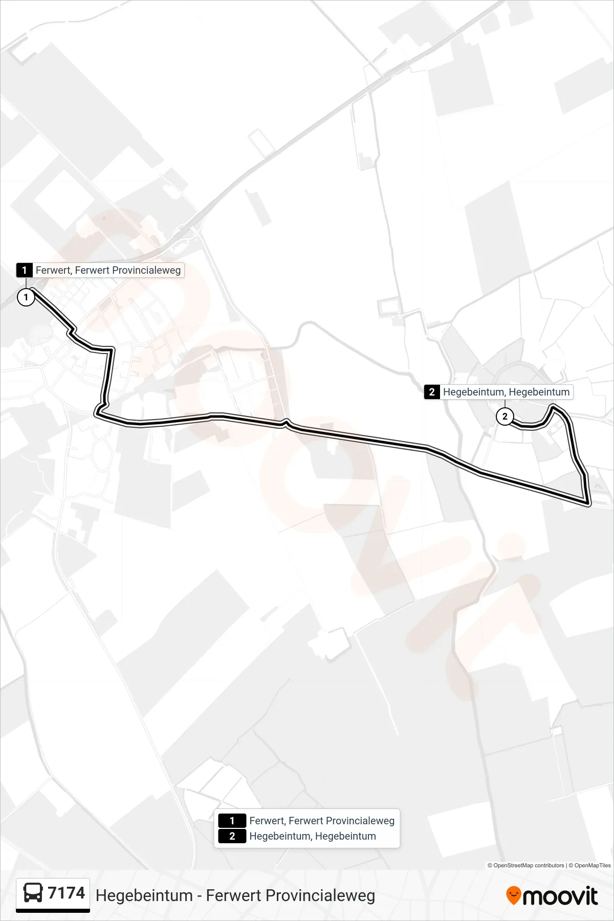 Lijn 7174 (bus, Hegebeintum): route en haltes op de kaart