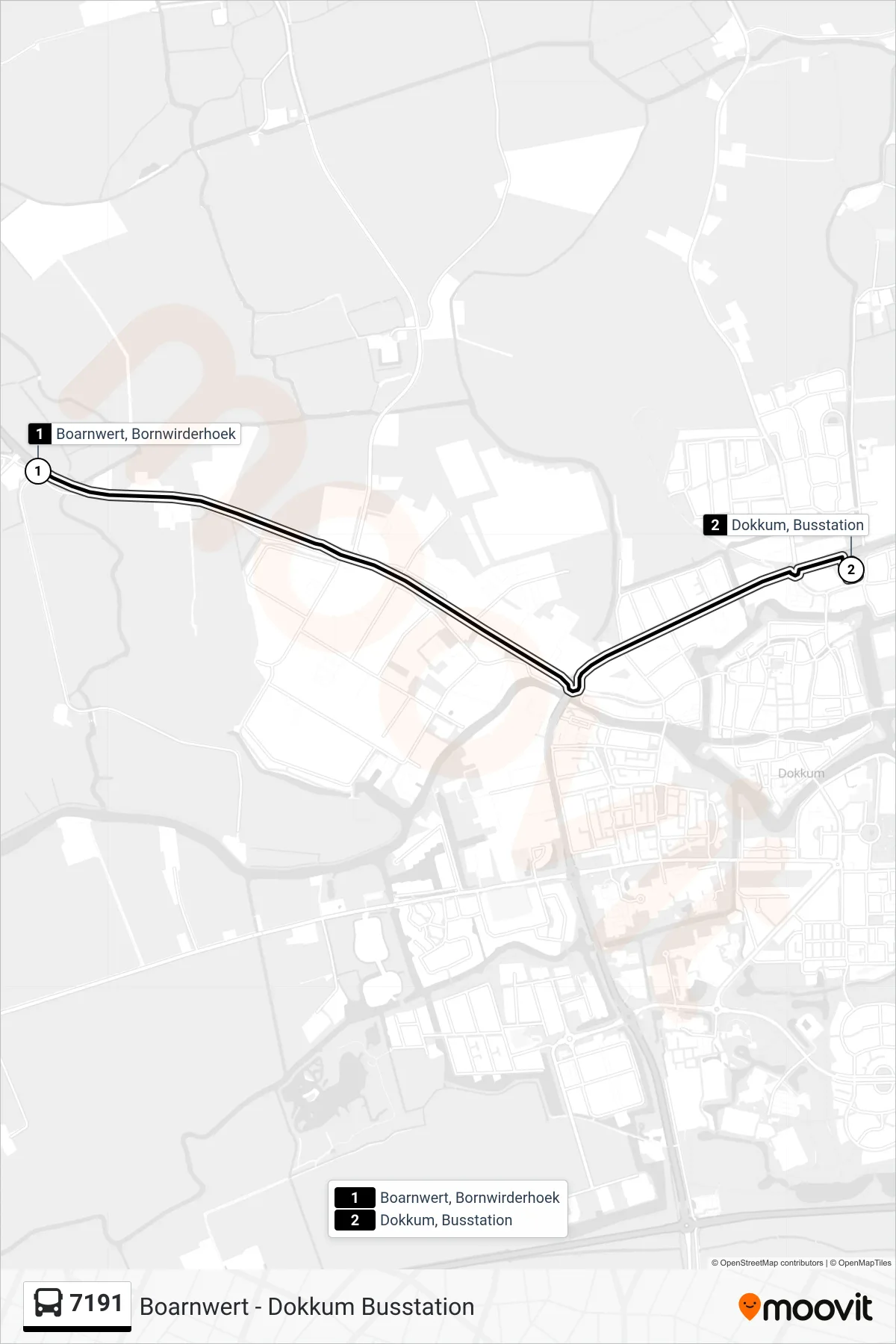 Lijn 7191 (bus, Dokkum): route en haltes op de kaart