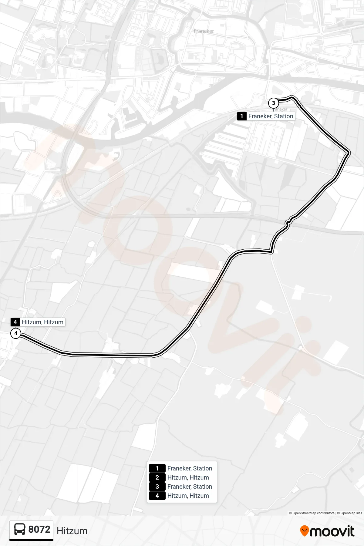 Lijn 8072 (bus, Hitzum): route en haltes op de kaart