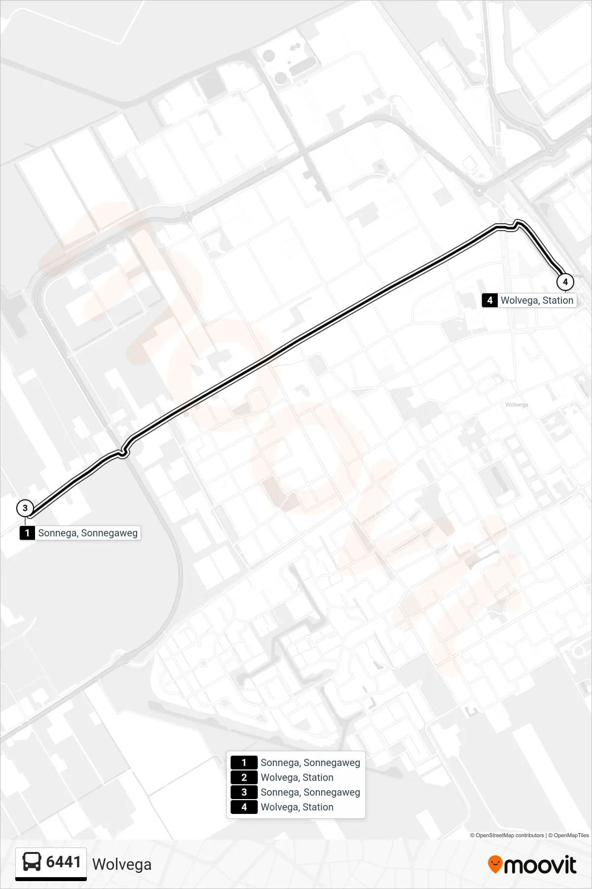 Lijn 6441 (bus, Wolvega): route en haltes op de kaart