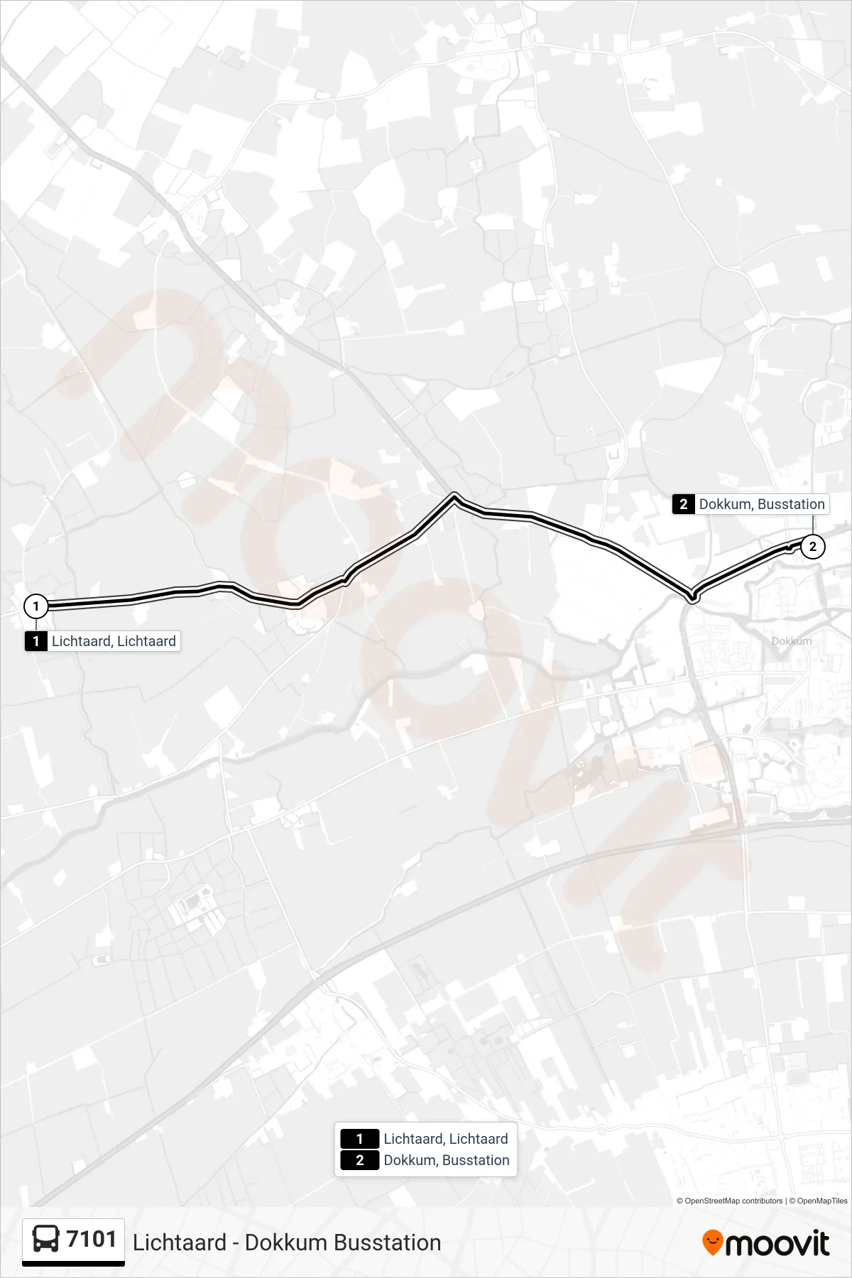 Lijn 7101 (bus, Dokkum): route en haltes op de kaart