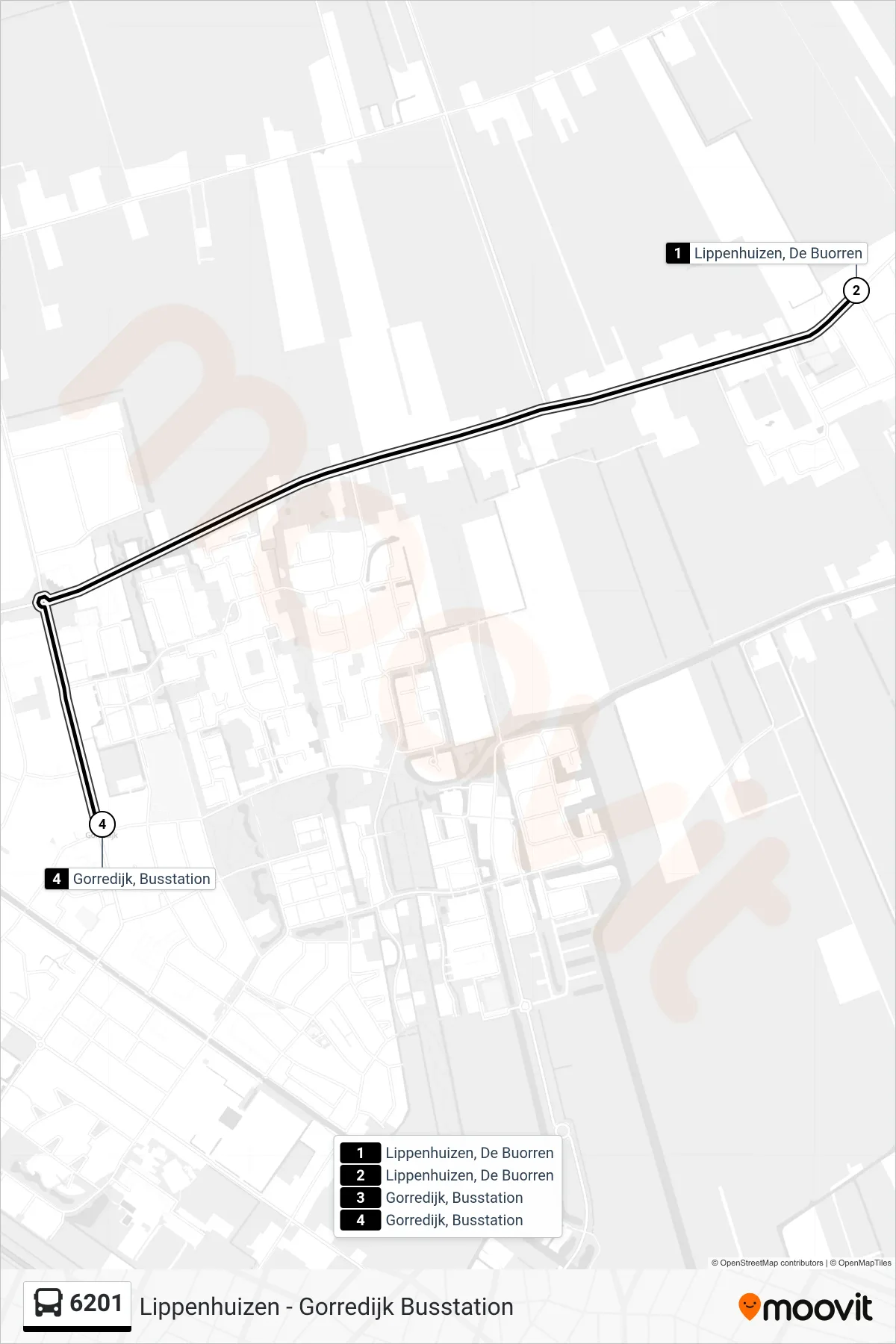 Lijn 6201 (bus, Gorredijk): route en haltes op de kaart
