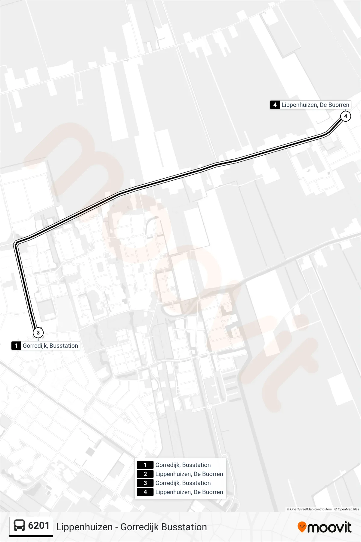 Lijn 6201 (bus, Lippenhuizen): route en haltes op de kaart