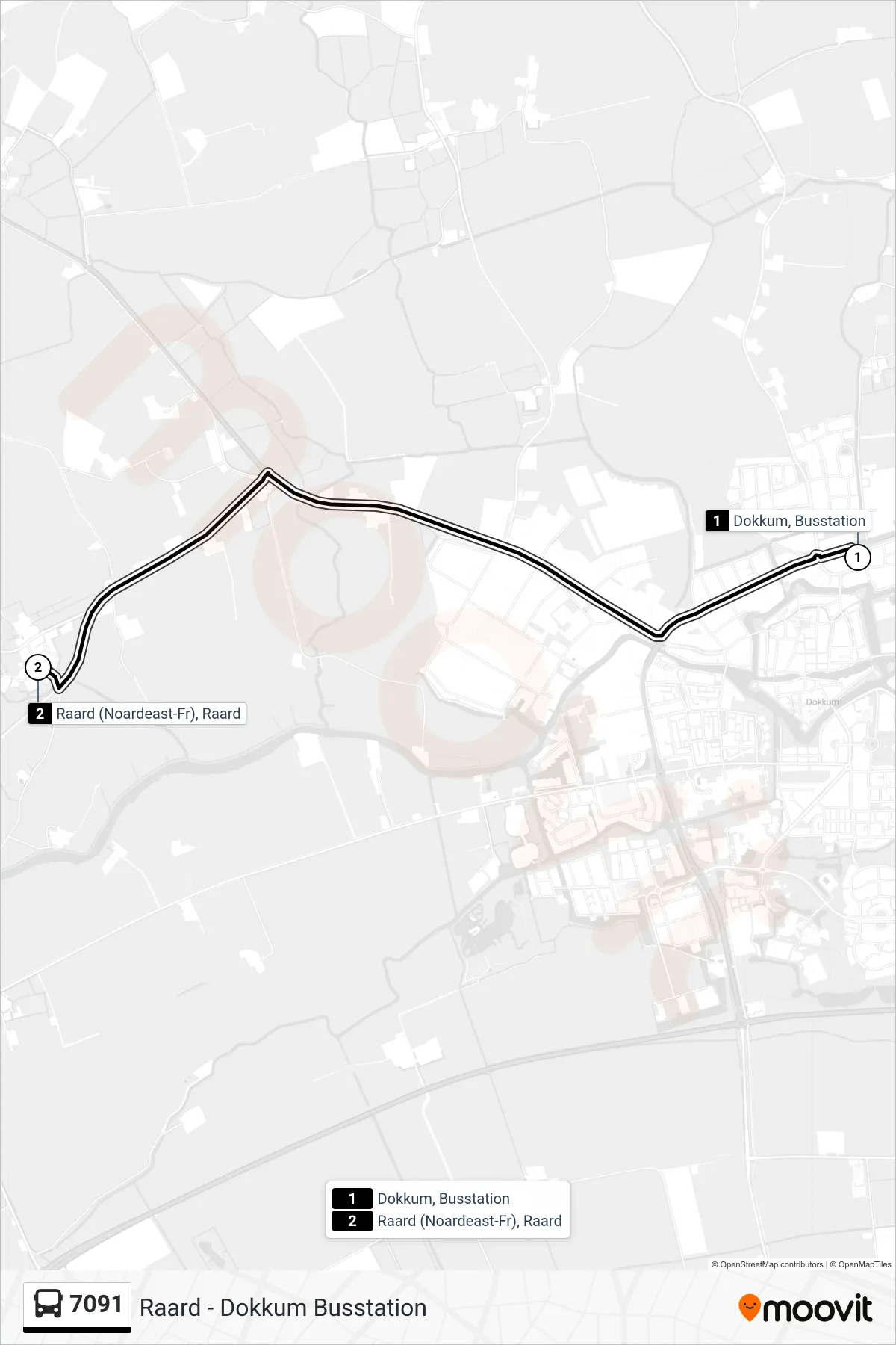 Lijn 7091 (bus, Raard): route en haltes op de kaart