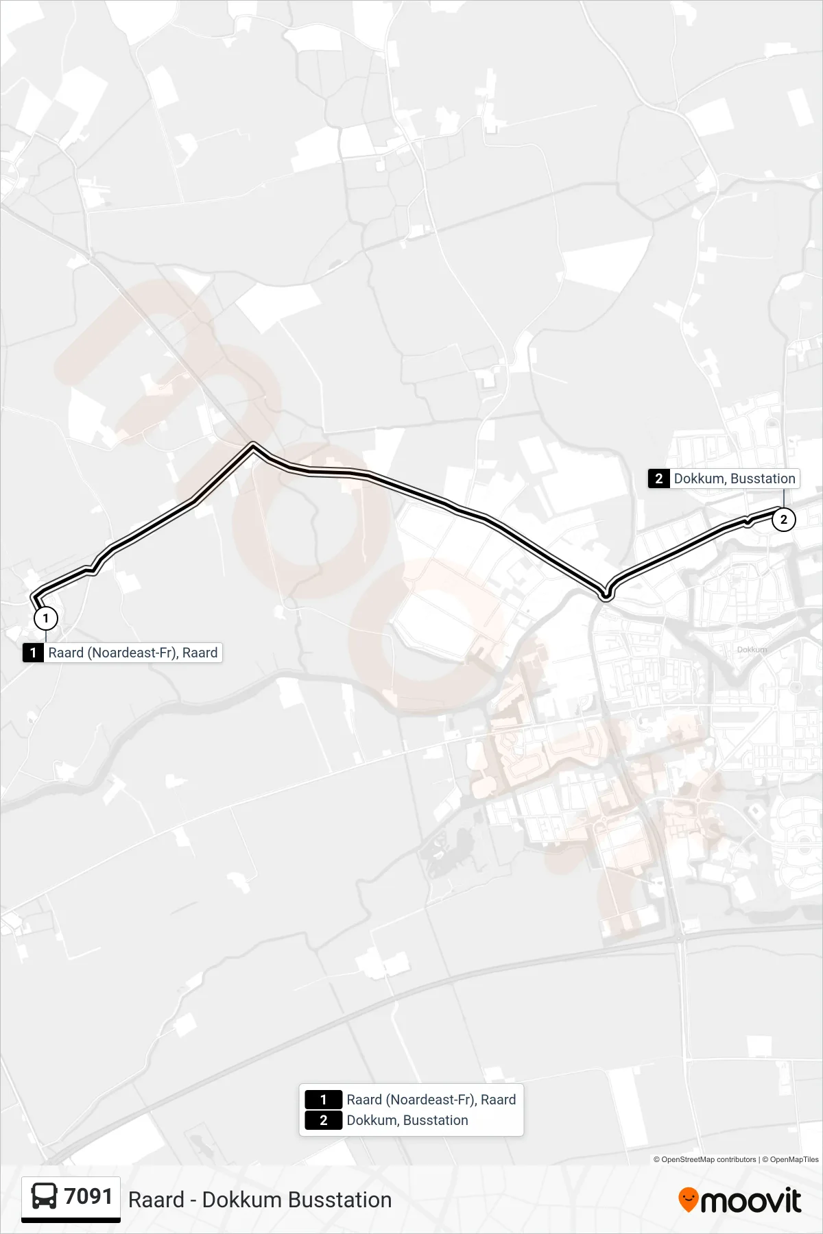 Lijn 7091 (bus, Dokkum): route en haltes op de kaart