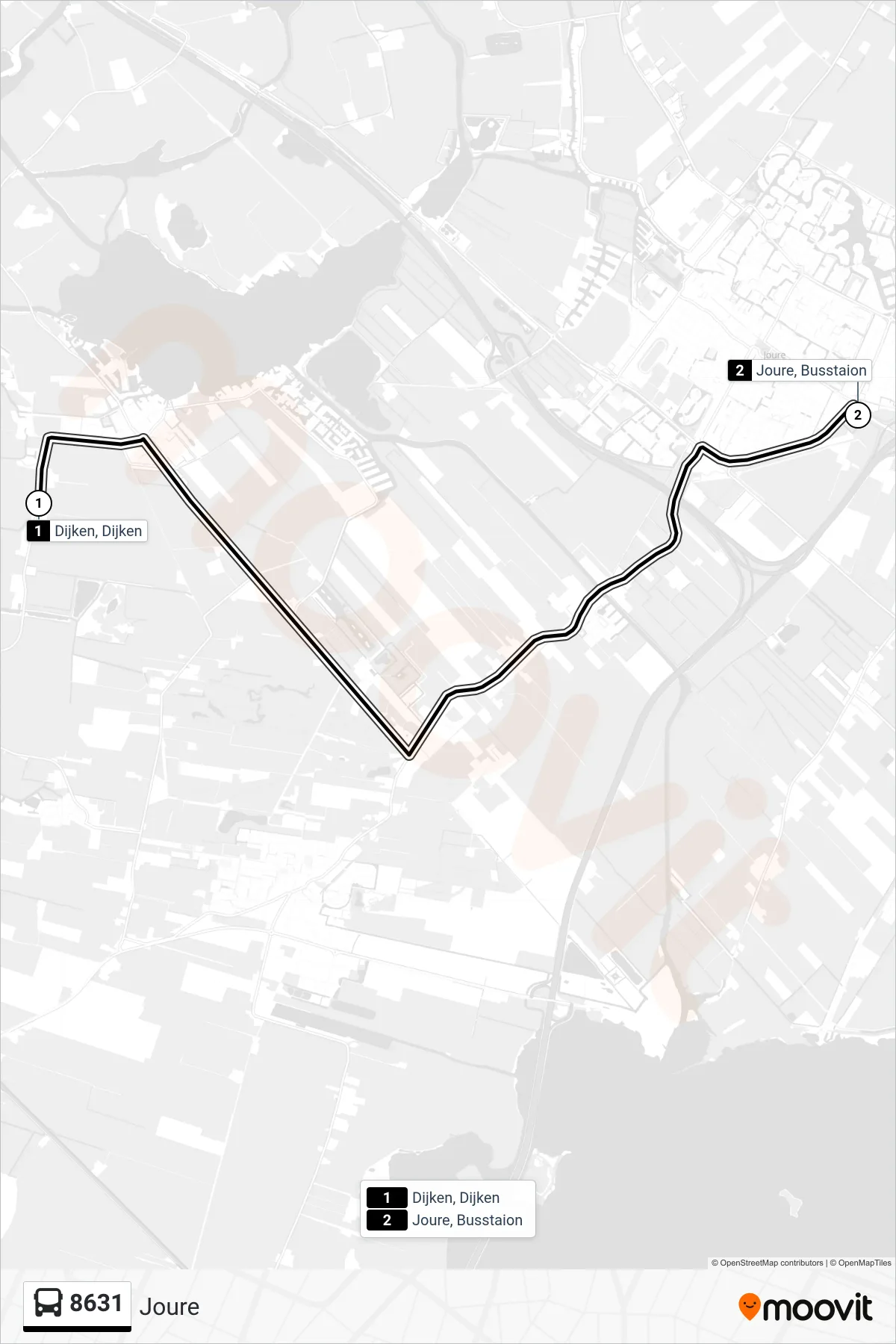 Lijn 8631 (bus, Joure): route en haltes op de kaart
