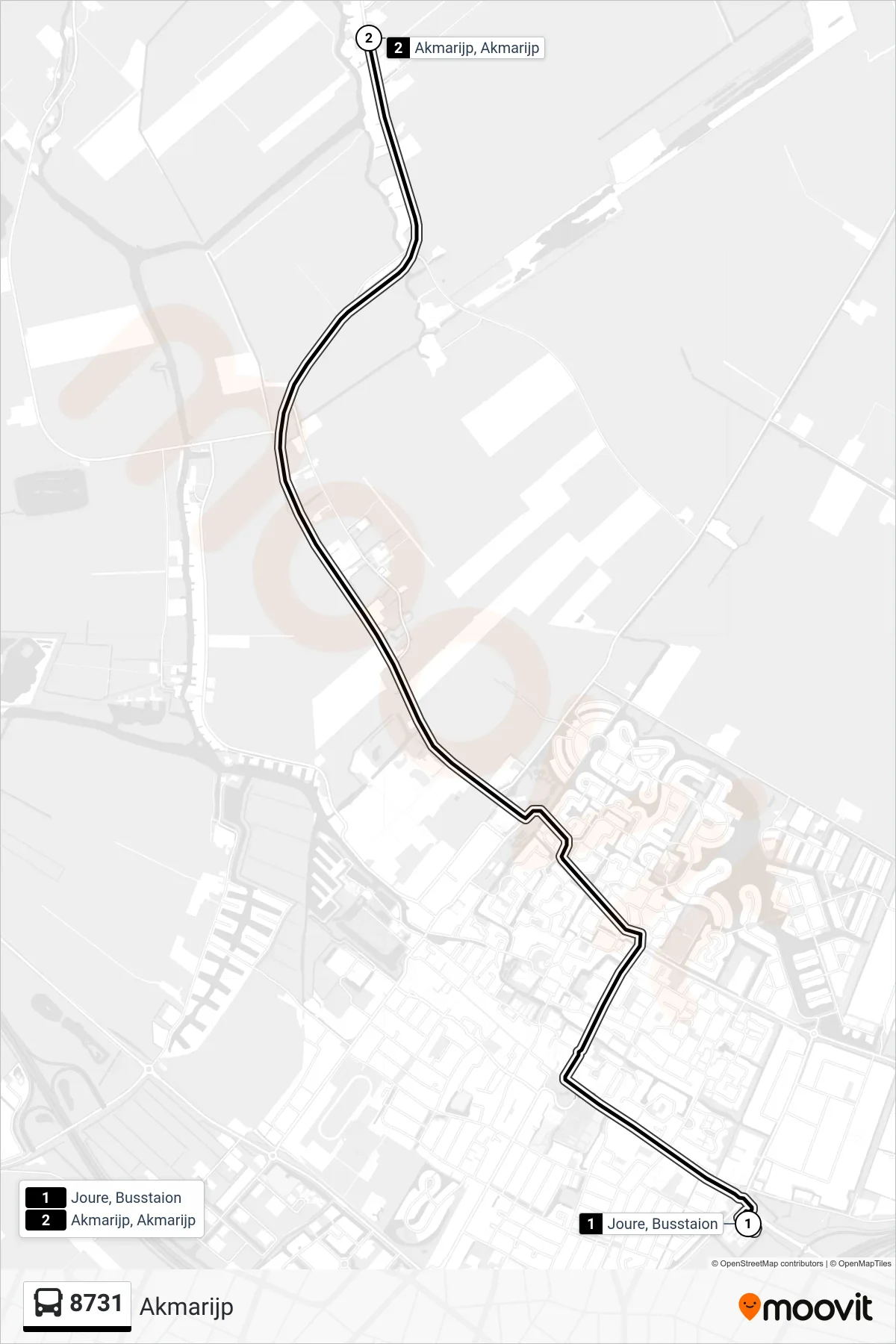 Lijn 8731 (bus, Akmarijp): route en haltes op de kaart