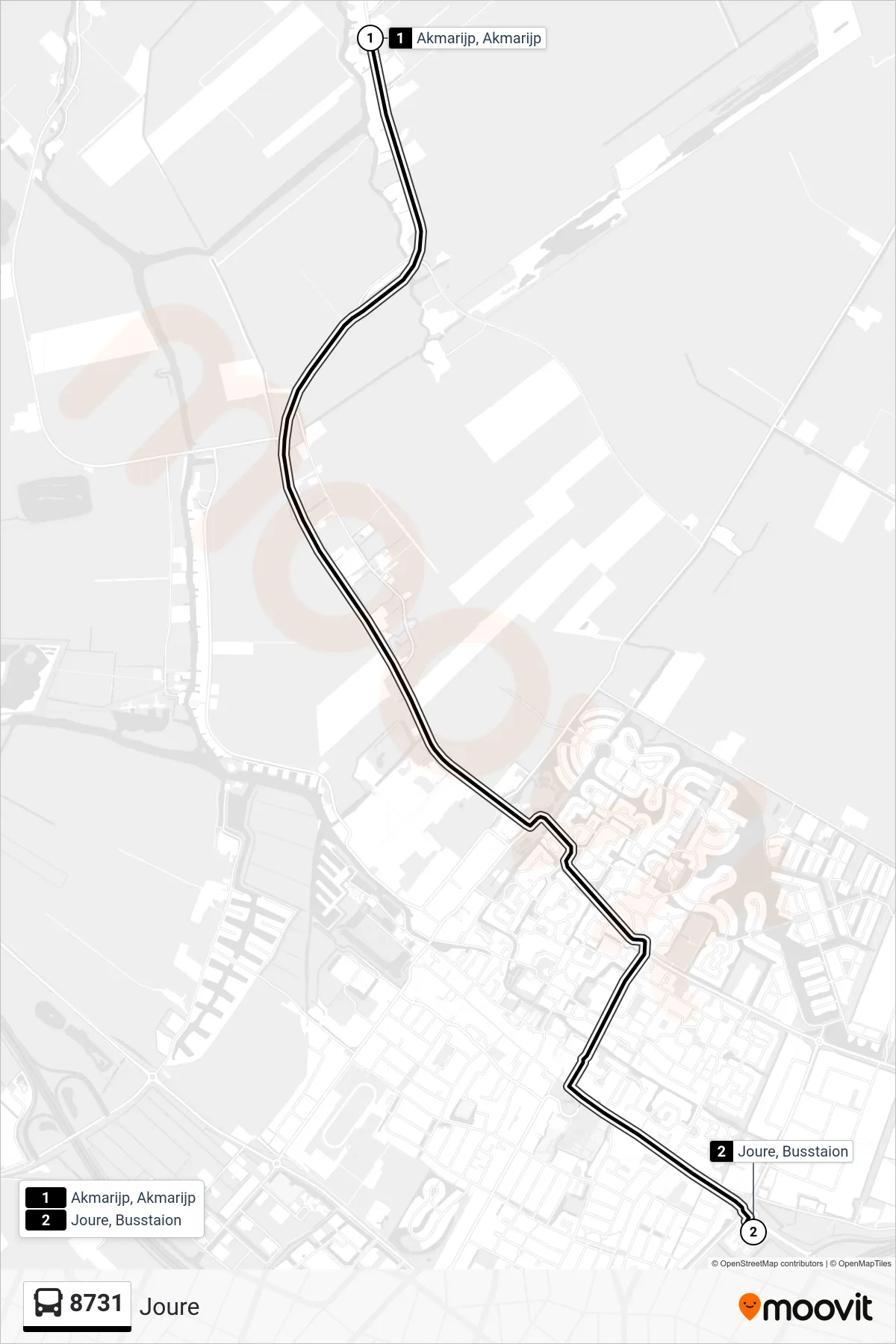 Lijn 8731 (bus, Joure): route en haltes op de kaart