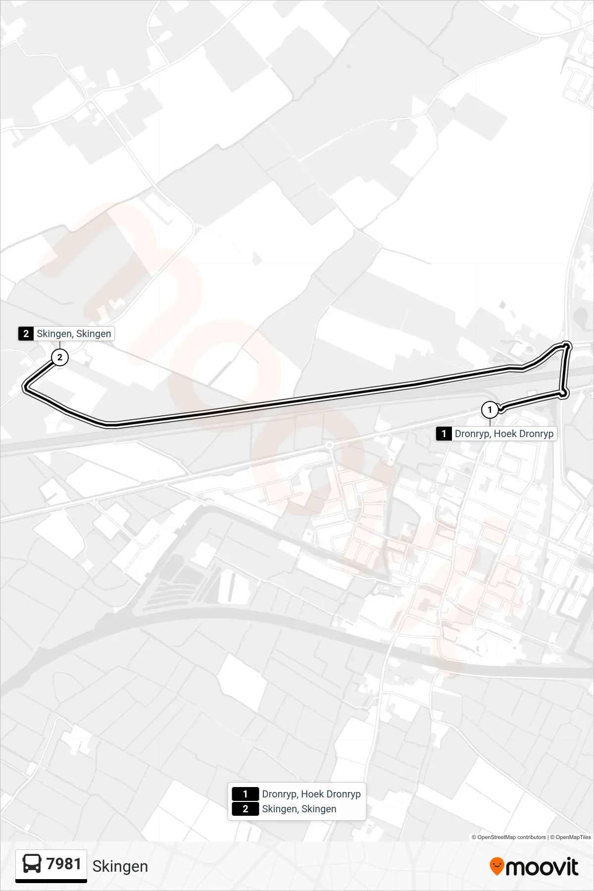 Lijn 7981 (bus, Skingen): route en haltes op de kaart