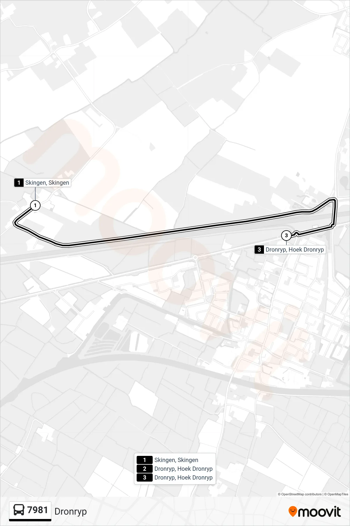 Lijn 7981 (bus, Dronryp): route en haltes op de kaart