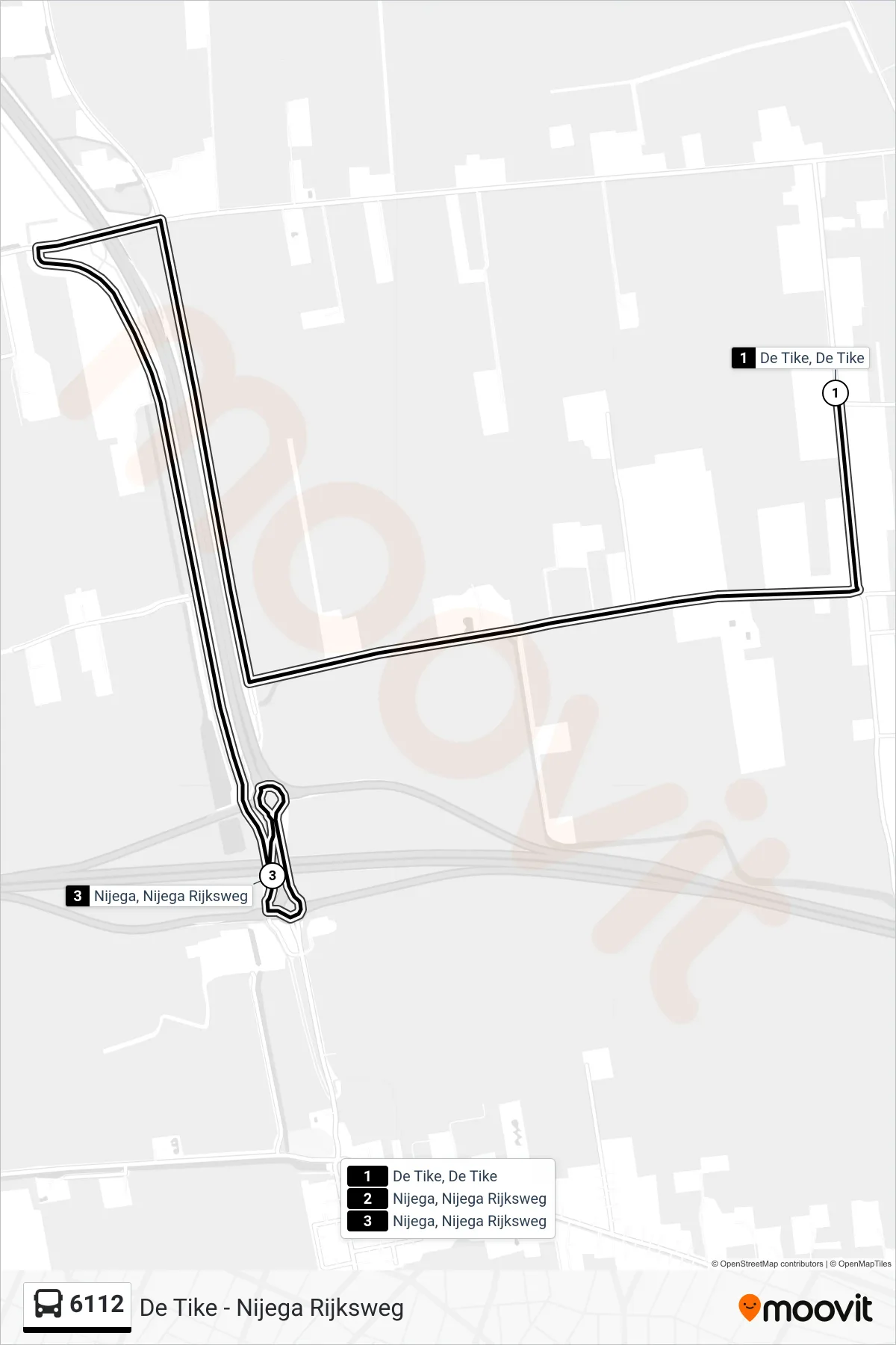 Lijn 6112 (bus, Nijega): route en haltes op de kaart