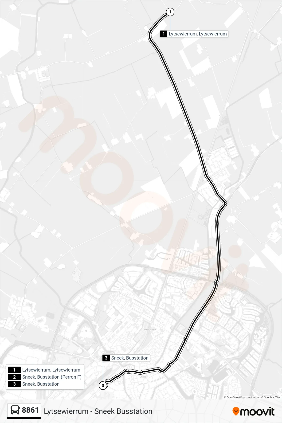 Lijn 8861 (bus, Sneek): route en haltes op de kaart