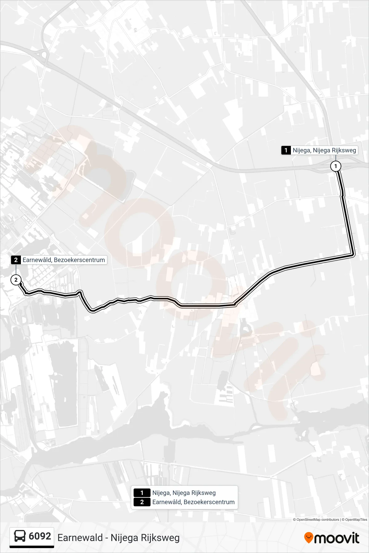 Lijn 6092 (bus, Earnewâld): route en haltes op de kaart