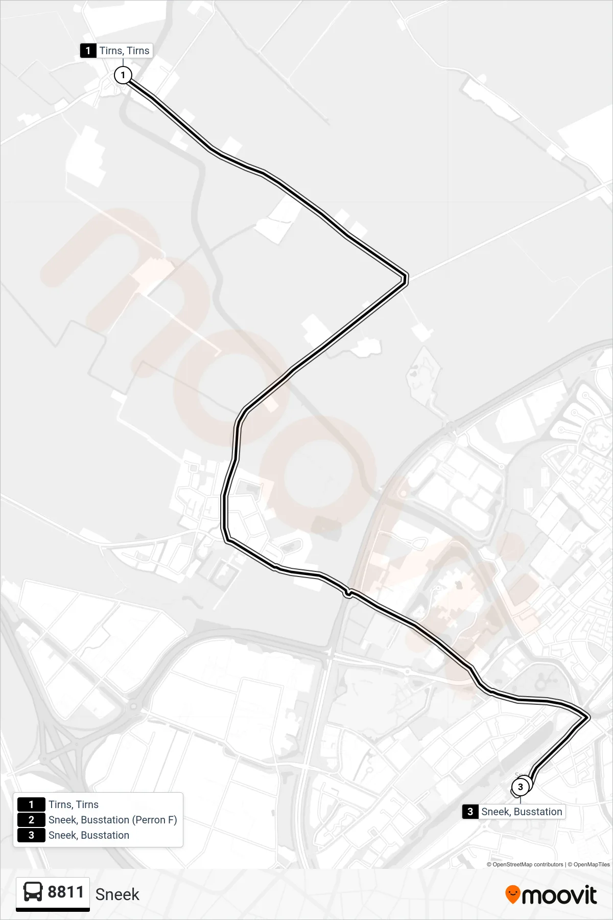 Lijn 8811 (bus, Sneek): route en haltes op de kaart