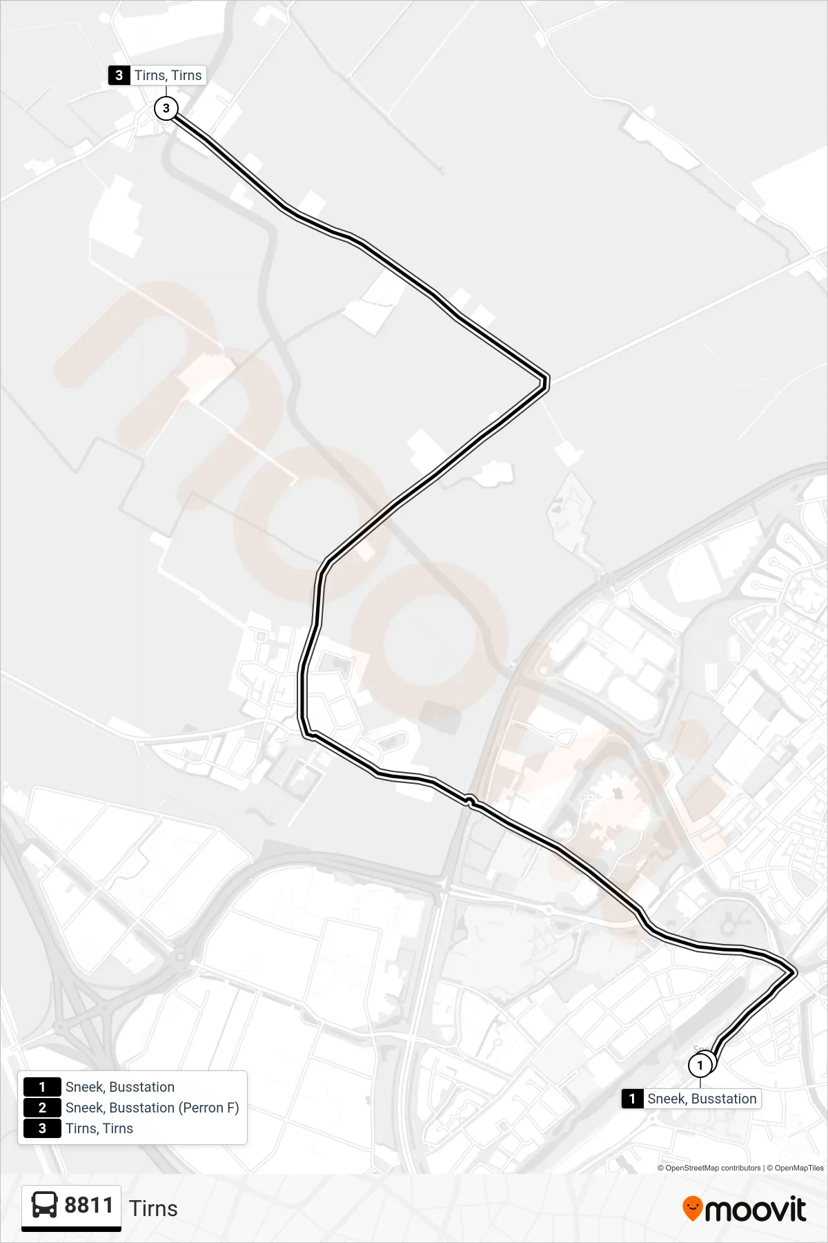 Lijn 8811 (bus, Tirns): route en haltes op de kaart