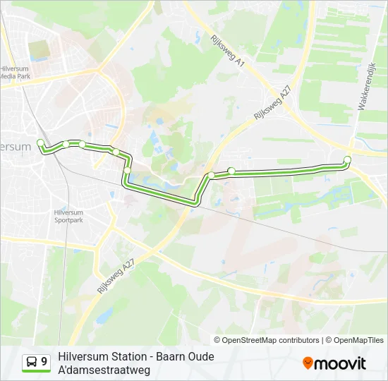 Bus 9 lijnkaart