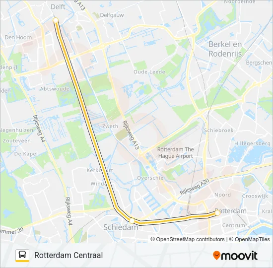 Bus SNELBUS I.P.V. TREIN lijnkaart