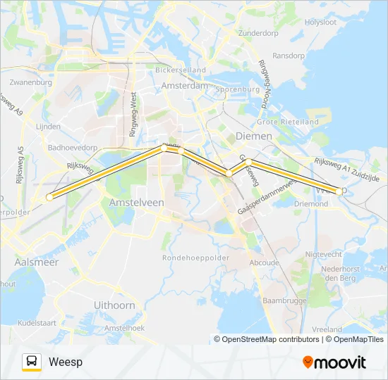 Bus STOPBUS I.P.V. TREIN lijnkaart