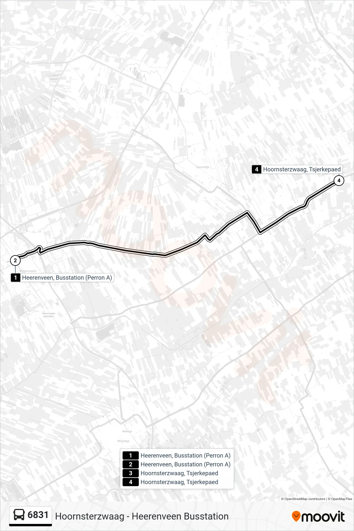 Lijn 6831 (bus, Hoornsterzwaag): route en haltes op de kaart