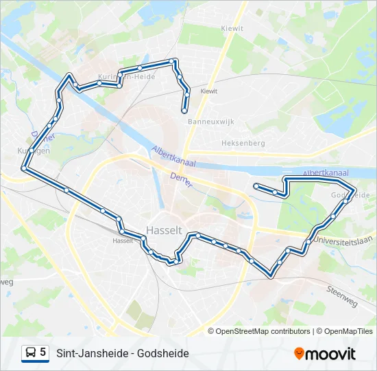 Bus 5 lijnkaart