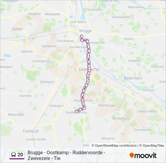 Bus 20 lijnkaart