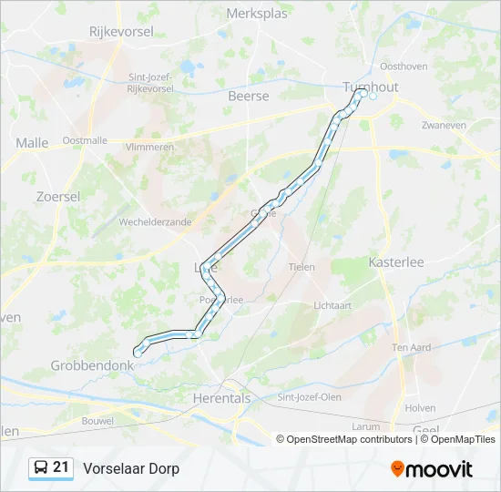 Bus 21 lijnkaart