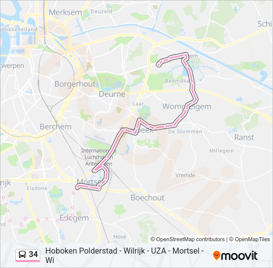 34 Bus Line Map